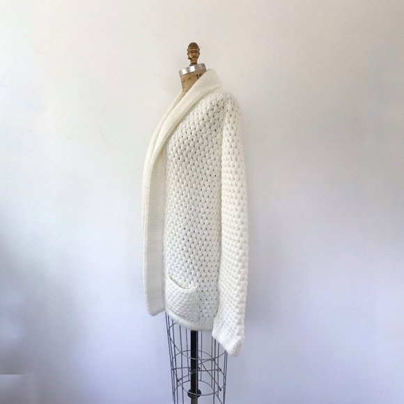 1970s vintage knit shawl collar sweater cardigan pave knit MEDIUM - Picture 8 of 9